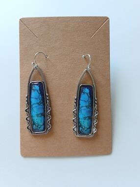 Fashion Jewelry Blue Turquoise-Style Drop Earrings